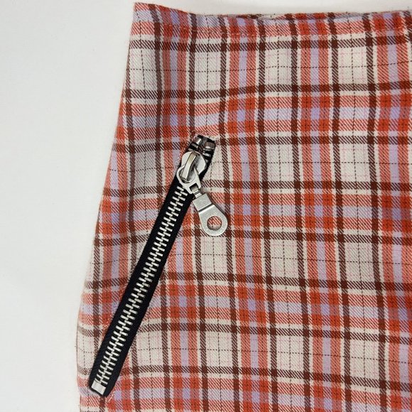 The Ragged Priest Drifter Flare Pants Size S Two Tone Plaid Zippers High Rise - Picture 6 of 13